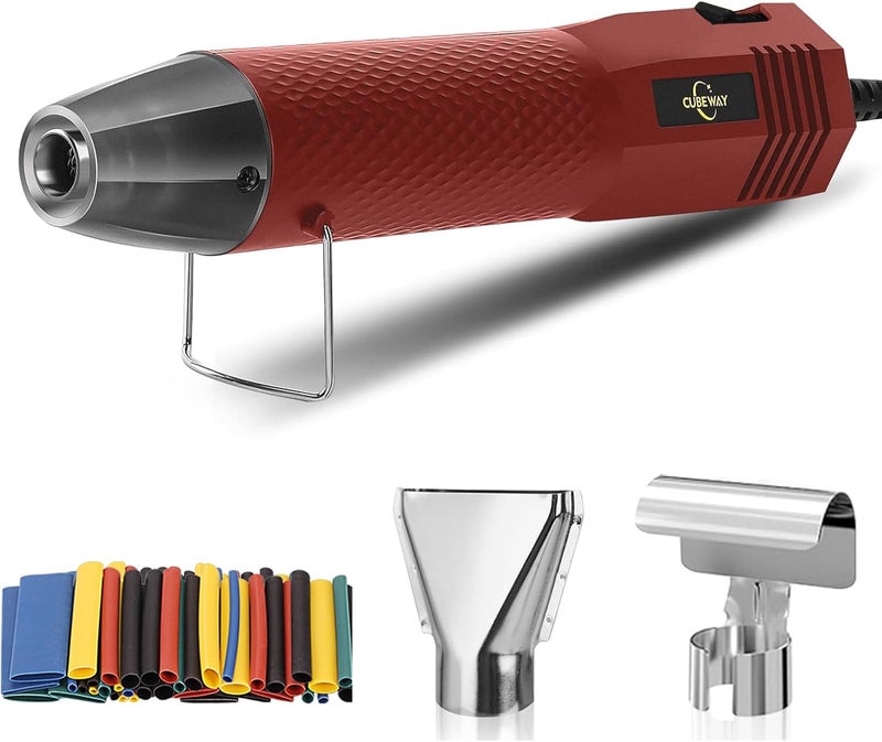 CUBEWAY Mini Heat Gun 350W, 2-Temp Settings 392°F & 662°F,Fast Heat Hot Air Gun Tool with 2 Reflector Nozzle and and 6.56Ft Long Cable for Crafting, Vinyl Wrap and Shrink Tubing - Image 1